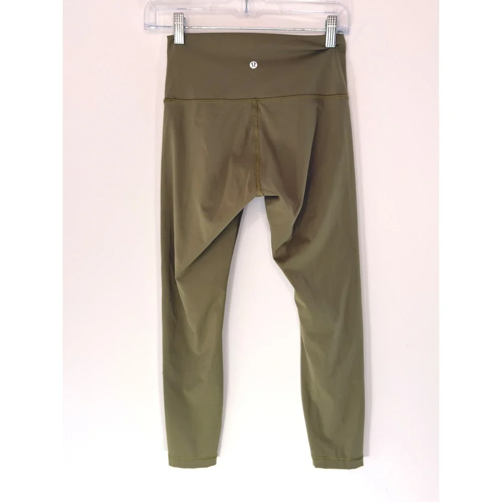 Lululemon Leggings Women's Green Active Workout Gym Stretch Compression Size‎ 6
